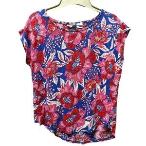 Sigrid Olsen size L 100% linen floral top.